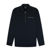 Lyle & Scott Broderad Sweatshirt med Krage Blue, Herr