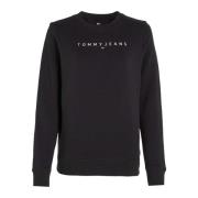 Tommy Jeans Svart Linear Crew Sweatshirt Black, Dam