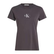 Calvin Klein Jeans Slim Monologue T-shirt Tvättad Svart Gray, Dam