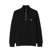 PS By Paul Smith Zebra Logo Zip-Neck Sweatshirt Black, Herr