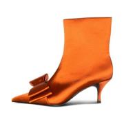 Jeffrey Campbell Rost Satin Bow Detalj Kitten Häl Boot Orange, Dam