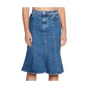 Pinko Denim Midi Kjol med Dragkedja Blue, Dam