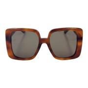 Gucci Fyrkantig Havana Acetat Solglasögon Brown, Dam