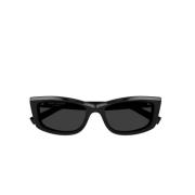 Saint Laurent Cateye Solglasögon Grå Linser Svart Ram Black, Unisex