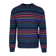 PS By Paul Smith Blårandig Crewneck Tröja Multicolor, Herr