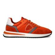 Philippe Model Vintage Style Sneakers Orange Mesh Suede Orange, Herr