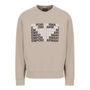 Emporio Armani Grafiskt Broderad Örn Sweatshirt Gray, Herr