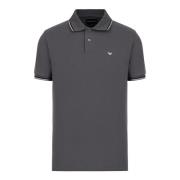 Emporio Armani Elastisk Piqué Polo med Örn - Mörkgrå Gray, Herr