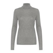 Soaked in Luxury Rollneck Top Grå Melange Långärmad Gray, Dam