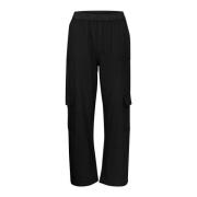 Kaffe Cargo Byxor Svart Djup Utility Stil Black, Dam