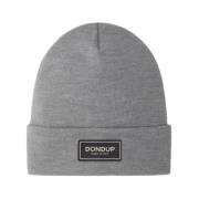 Dondup Grå Beanie Mössa Logotyp Etikett Gray, Herr