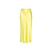 Maliparmi Vinklad Midi Satin Kjol Yellow, Dam