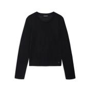 Anine Bing Långärmad Crew Neck Modal Cashmere Tee Black, Dam