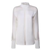 Genny Vit Blus med Transparenta Detaljer White, Dam