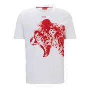 Hugo Boss Leopard Print T-shirt Dikobra Vit White, Herr