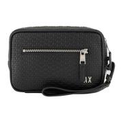 Armani Exchange Svart Beauty Case med Front Zip Black, Herr