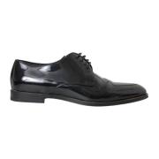 Dolce & Gabbana Svarta Lackläder Derby Skor Black, Herr