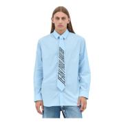 Jean Paul Gaultier Logo-Print Slips Poplin Skjorta Blue, Herr