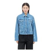 Carhartt Wip Grafisk Stämpel Denimjacka Blue, Dam