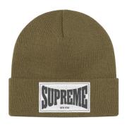 Supreme Begränsad Upplaga Vävd Label Beanie Green, Unisex