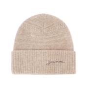 Ganni Mjuk Ull Beanie i Beige Beige, Dam