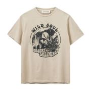 Sofie Schnoor Ljus Sand T-shirt med Smart Print Beige, Dam