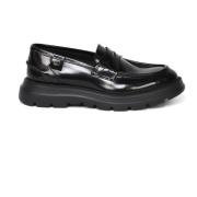 Giuliano Galiano Svarta Läderloafers Måleffekt Black, Herr