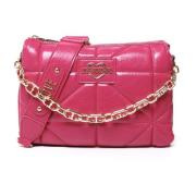 Love Moschino Magenta Geometriskt Quiltad Axelväska Pink, Dam