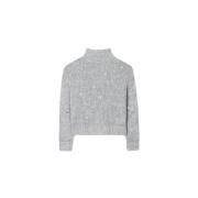 Luisa Cerano Glittrig Turtleneck i Ullblandning Gray, Dam