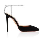 Aquazzura Suede Slingback Pumps Black, Dam