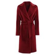 Max Mara Studio Bältad Alpacka Ullrock Röd Red, Dam