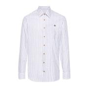 Vivienne Westwood Ränder Tryck Orb Logo Skjorta White, Herr