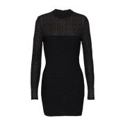 Balmain Kort Svart Monogram Klänning Black, Dam