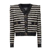 Balmain Svart Paljettjacka Black, Dam