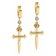 Nialaya Mens Skyfall Small Sword Earrings in Gold Yellow, Herr