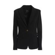 Pinko Klassisk Blazer med Revers och Knappar Black, Dam