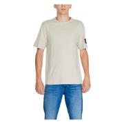 Calvin Klein Jeans Beige Enfärgad Kortärmad T-shirt Beige, Herr