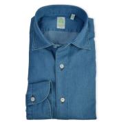 Finamore Gaeta Denim Skjorta Blue, Herr