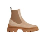 Moncler Mocka Chelsea Boots med Profil Sula Beige, Dam