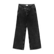 Amish Svarta Denim Wide Leg Jeans Black, Dam