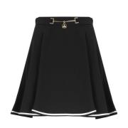 Elisabetta Franchi Svart Crêpe Minikjol med Metall Detalj Black, Dam