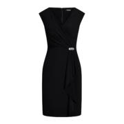 Ralph Lauren Kort Stretch Jersey-Cocktailklänning Black, Dam