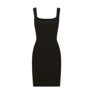 Dolce & Gabbana Svart Jersey Miniklänning Fyrkantig Ringning Black, Da...