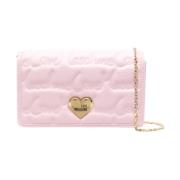 Love Moschino Rosa Quiltad Axelväska med Kedjelänk Pink, Dam