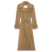 Margaux Lonnberg Kamel Bomull Trenchcoat med Bälte Beige, Dam