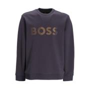 Hugo Boss Bomull Logo Sweatshirt - Klassisk Modell Gray, Herr