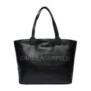 Karl Lagerfeld Svart läder damshoppingväska Black, Dam