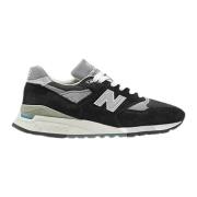 New Balance Svarta platta skor 998 Made in USA Black, Herr