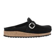 Birkenstock Svarta Mocka Shearling Tofflor Black, Dam