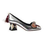 Dolce & Gabbana Silver Läder Klackar Pumps Skor Gray, Dam